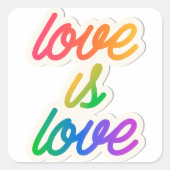 Liefde is Liefde LGBT Pride Square Sticker – Rainb (Voorkant)