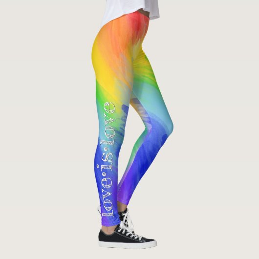 Liefde is Liefde LGBT Typografie Waterverf Rainbow Leggings (Rechts)