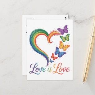 Liefde Is Liefde LGBT Vlinder Hart Regenboog Briefkaart
