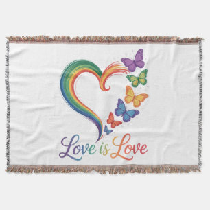 liefde is liefde lgbt vlinder hart regenboog deken