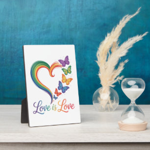 Liefde Is Liefde LGBT Vlinder Hart Regenboog Fotoplaat
