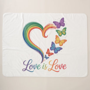 liefde is liefde lgbt vlinder hart regenboog sherpa deken