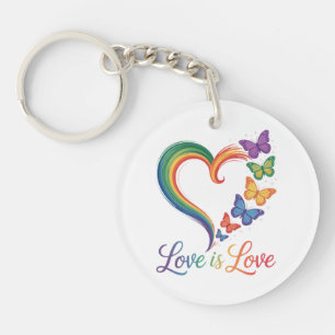 Liefde Is Liefde LGBT Vlinder Hart Regenboog Sleutelhanger