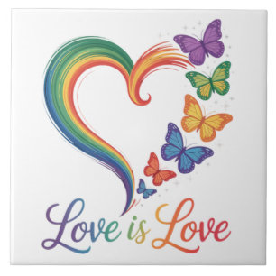Liefde Is Liefde LGBT Vlinder Hart Regenboog Tegeltje