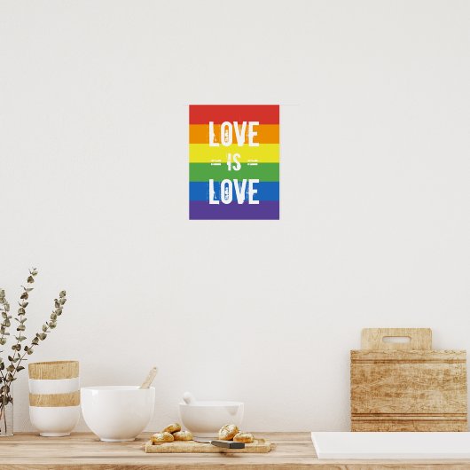 Liefde is liefde - Liefde gelijkheid Regenboog vla Poster (Keuken)