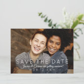 Liefde is Liefde Mauve Foto Bruiloft Save The Date (Staand voorkant)