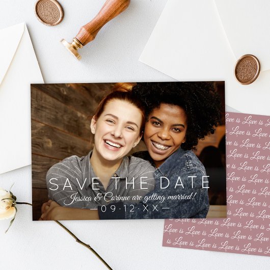 Liefde is Liefde Mauve Foto Bruiloft Save The Date