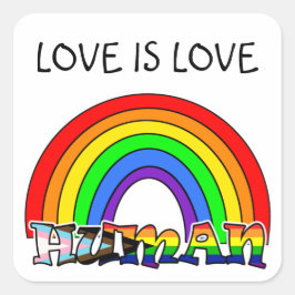 Liefde is liefde, mens, regenboog vierkante sticker