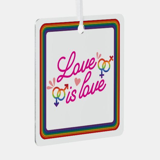 "Liefde is Liefde" Metal Ornament (Voorkant Rechts)