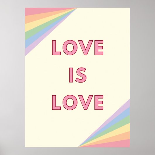 Liefde is Liefde Pastel Rainbow Design – LGBTQ+ Pr Poster (Voorkant)