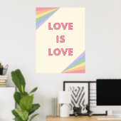 Liefde is Liefde Pastel Rainbow Design – LGBTQ+ Pr Poster (Thuiskantoor)