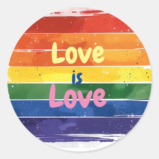 Liefde is Liefde, Pride design Ronde Sticker (Voorkant)