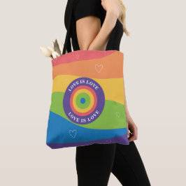 Liefde is Liefde Pride regenboog met harten Tote Bag