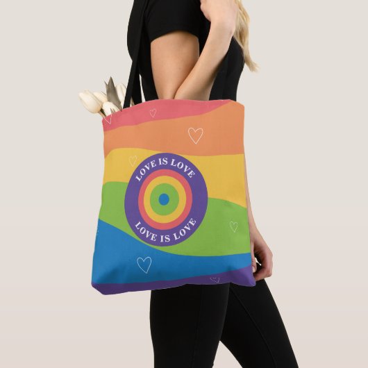 Liefde is Liefde Pride regenboog met harten Tote Bag (Dichtbij)