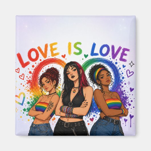 Liefde Is Liefde Pride Vierkante Magneet (Voorkant)