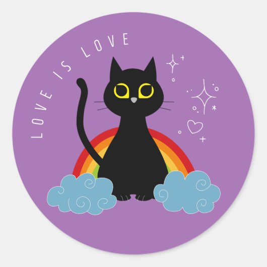 LIEFDE IS LIEFDE – Rainbow Black Cat Sticker (Voorkant)