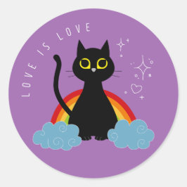 LIEFDE IS LIEFDE – Rainbow Black Cat Sticker