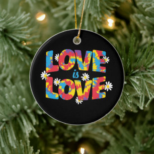 Liefde is liefde - Rainbow Floral LGBTQ Pride Keramisch Ornament
