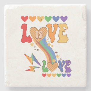 Liefde is liefde - Rainbow Hearts LGBTQ Pride Desi Stenen Onderzetter