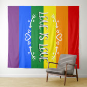 Liefde is Liefde Rainbow LGBTQ Pride Achtergrond Wandkleed (In Situ (horizontaal))