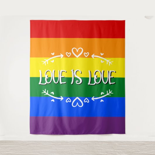 Liefde is Liefde Rainbow LGBTQ Pride Achtergrond Wandkleed (Voorkant)