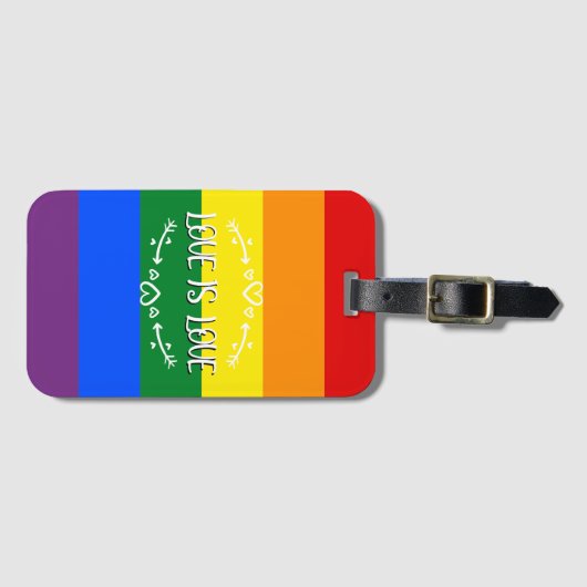 Liefde is Liefde Rainbow LGBTQ Pride Bagagelabel (Voorkant (horizontaal))