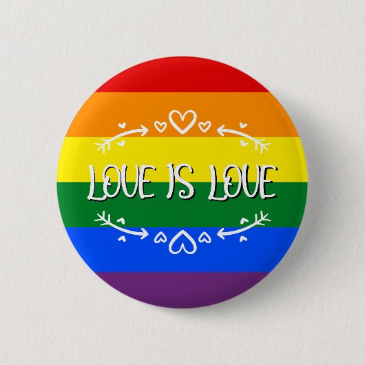 Liefde is Liefde Rainbow LGBTQ Pride Button (Voorkant)