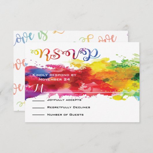 Liefde is liefde Rainbow Splatter RSVP (Voorkant / Achterkant)
