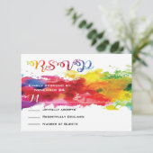 Liefde is liefde Rainbow Splatter RSVP Kaartje (Staand voorkant)