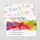 Liefde is liefde Rainbow Splatter RSVP Kaartje (Voorkant / Achterkant)