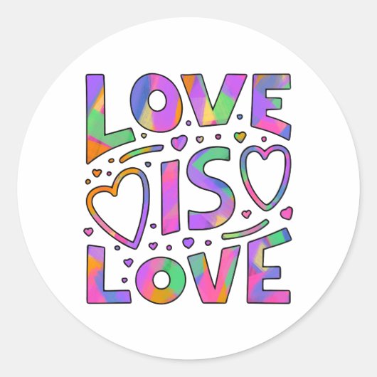 Liefde is liefde Rainbow Typography Ronde Sticker (Voorkant)