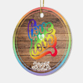 Liefde is liefde regenboog aangepaste naam - Jaar Keramisch Ornament (Links)