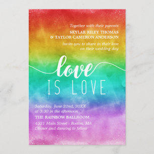 Liefde is Liefde Regenboog Aquarel Huwelijk voor H Kaart