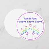 Liefde is liefde regenboog ballon honden ronde uit kaart (Voorkant / Achterkant)