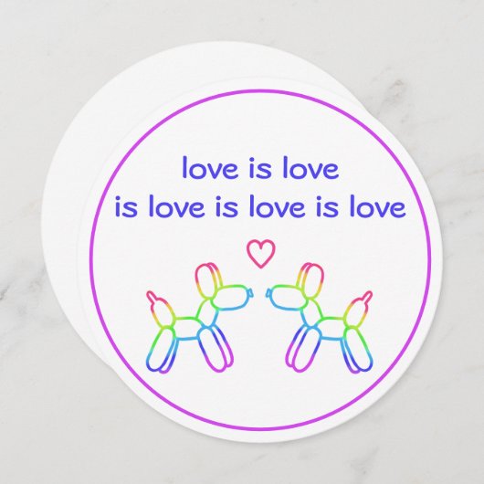 Liefde is liefde regenboog ballon honden ronde uit kaart (Voorkant / Achterkant)