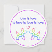 Liefde is liefde regenboog ballon honden ronde uit kaart (Voorkant)