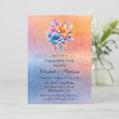 Liefde is liefde regenboog bloemen verlovingsfeest kaart (Staand voorkant)