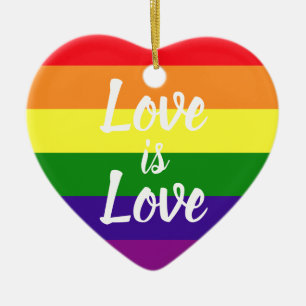 Liefde is Liefde Regenboog Hart Kerstmis Keramisch Ornament