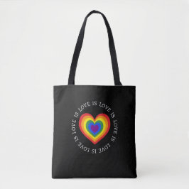 Liefde is Liefde Regenboog Hart LGBTQ Trots Zwart Tote Bag