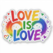 Liefde is Liefde Regenboog Hart Uitgestanste Stick Sticker (Voorkant)