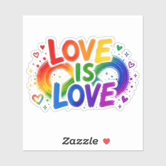 Liefde is Liefde Regenboog Hart Uitgestanste Stick Sticker (Vel)