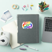 Liefde is Liefde Regenboog Hart Uitgestanste Stick Sticker (iPad Cover)