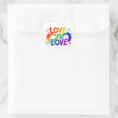 Liefde is Liefde Regenboog Hart Vierkante Sticker (Tas)