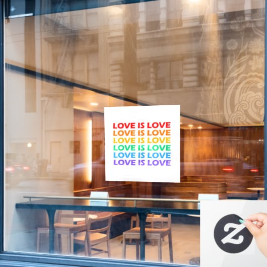 Liefde is Liefde Regenboog Kleuren Gay LGBT Pride Raamsticker (Cafe Raam)
