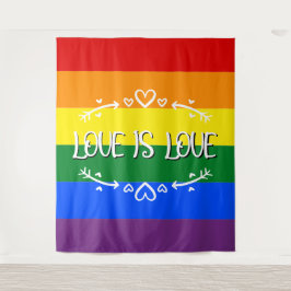 Liefde is Liefde Regenboog LGBTQ Pride Achtergrond Wandkleed