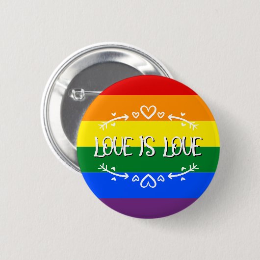 Liefde is Liefde Regenboog LGBTQ Pride Knop Ronde Button 5,7 Cm (Voorkant /achterkant)