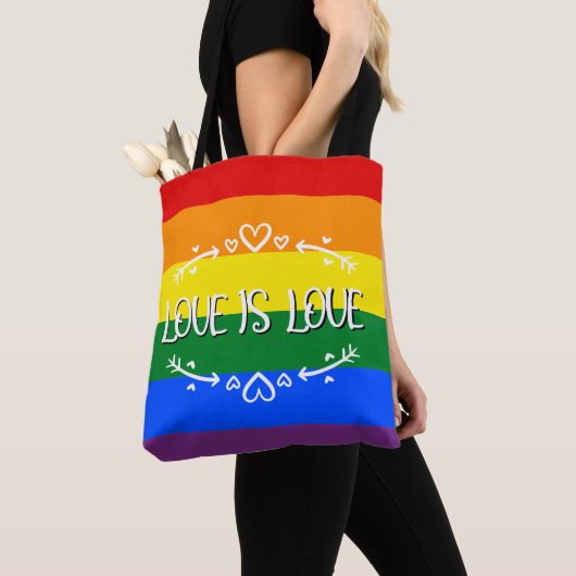 Liefde is Liefde Regenboog LGBTQ Pride Tote Bag (Dichtbij)