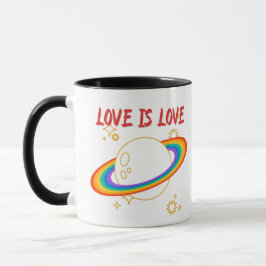 Liefde is liefde. Regenboog planeet. LGBTQ+ trots  Mok