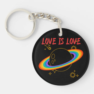Liefde is liefde. Regenboog planeet. LGBTQ+ trots Sleutelhanger