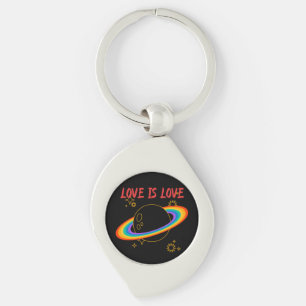 Liefde is liefde. Regenboog planeet. LGBTQ+ trots Sleutelhanger